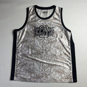 MMA Elite Jersey Sleeveless Tank Top White Design Mens Large Y2K
